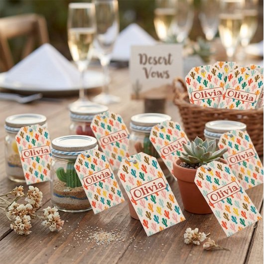 カスタムネーム カラフルサボテン ギフトタグ