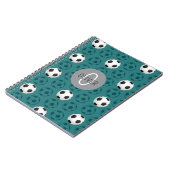カスタムネーム キッズ サッカー ボール ブルー ノートブック (左側)