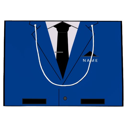 カスタムネーム ギフトバッグ 青スーツ ネクタイ付き (正面)