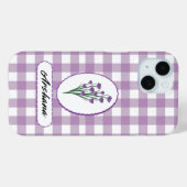 カスタムネーム ギンガムチェック 花束 iPhone 15 ケース Case-Mate iPhoneケース (裏面 (横))