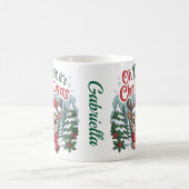 カスタムネーム クリスマスの鹿 コーヒーマグカップ (中央)