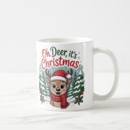 カスタムネーム クリスマスの鹿 コーヒーマグカップ