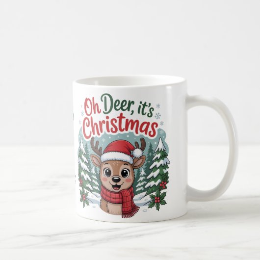 カスタムネーム クリスマスの鹿 コーヒーマグカップ (右)
