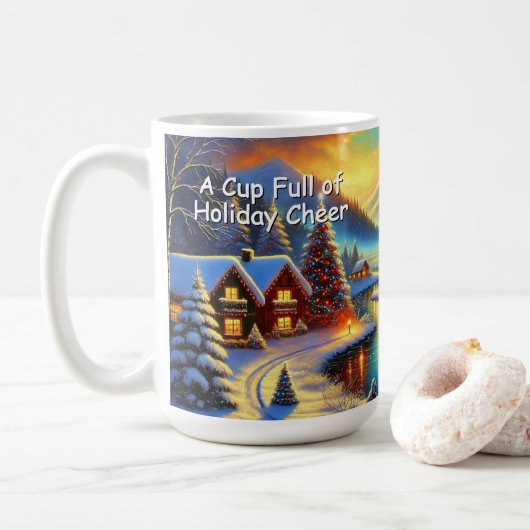 カスタムネーム クリスマスキャビンマグ コーヒーマグカップ (ドーナツ)