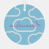 カスタムネーム クリスマスクラウド ガラスオーナメント (裏面)