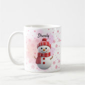 カスタムネーム クリスマス かわいい雪だるま コーヒーマグカップ (左)