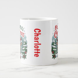 カスタムネーム クリスマス シカ ジャンボコーヒーマグカップ
