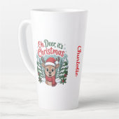 カスタムネーム クリスマス 鹿 カフェラテマグ (左アングル)