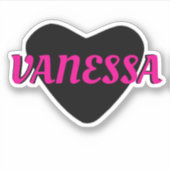 カスタムネーム クール ブラックハートと ガーリー ピンク テキスト シール (正面)