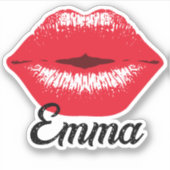 カスタムネーム クール レッド リップスティック キッシング リップス キス シール (正面)