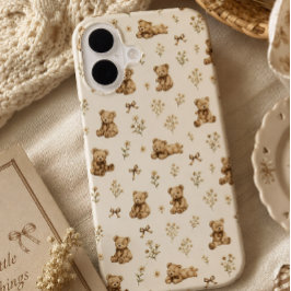 カスタムネーム コテージコア コケットテディベアギフト iPhone 16ケース