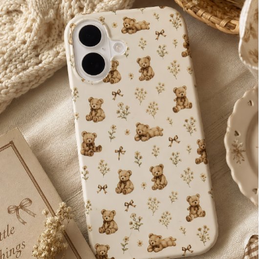 カスタムネーム コテージコア コケットテディベアギフト iPhone 16ケース