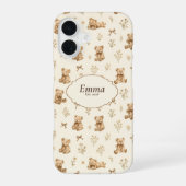 カスタムネーム コテージコア コケットテディベアギフト iPhone 16ケース (裏面)