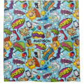 カスタムネーム コミックス柄 シャワーカーテン (正面)