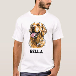 カスタムネーム ゴールデンレトリバー 犬の肖像面白い  Tシャツ