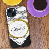 カスタムネーム ゴールドラメイニシャルモノグラム iPhone 16ケース