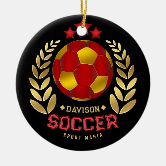 カスタムネーム サッカーロゴ セラミックオーナメント (正面)
