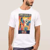 カスタムネーム サマー2026 サッカー ファン レトロ Tシャツ