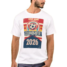 カスタムネーム サマー2026 サッカー ファン レトロTシャツ
