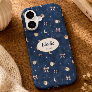 カスタムネーム セレスチャル コテージコア 月 リーダー ギフト iPhone 16ケース
