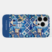 カスタムネーム タイル柄 アズレージョ iPhoneケース (裏面横)