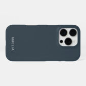 カスタムネーム チャコールブルー iPhoneケース iPhone 16 Proケース (裏面横)