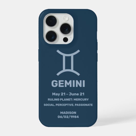 カスタムネーム／テキスト 星座 ふたご座 iPhoneケース (裏面)