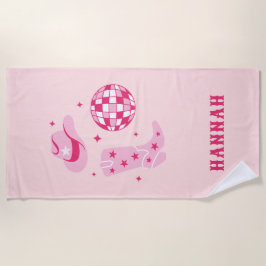 カスタムネーム ディスコカウガール ブライズメイド ビーチタオル