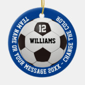 カスタムネーム ナンバー チームネーム サッカーボール セラミックオーナメント (正面)