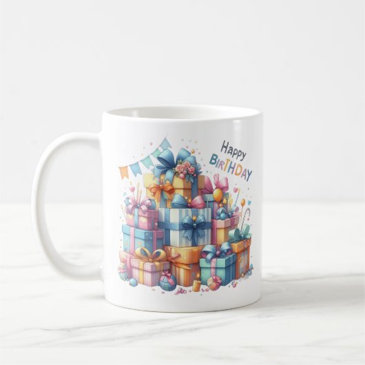 カスタムネーム ハッピーバースデー コーヒーマグカップ (左)