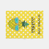 カスタムネーム パイナップル サマータイム フリースブランケット (正面(横))