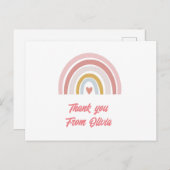カスタムネーム パステル レインボー サンクス カード ポストカード (正面/裏面)