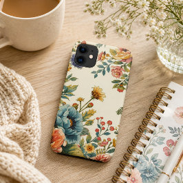 カスタムネーム ビンテージ フェミニン フラワー iPhone 11 ケース