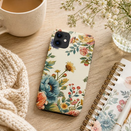 カスタムネーム ビンテージ フェミニン フラワー Case-Mate iPhoneケース