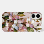 カスタムネーム ピンクの花 フローラルフォンケース Case-Mate iPhoneケース (裏面 (横))