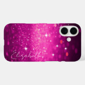 カスタムネーム ピンクグリッター Case-Mate iPhoneケース (裏面 (横))