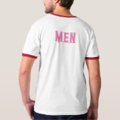 カスタムネーム ピンク メンズベーシックリンガー Tシャツ (裏面フル)