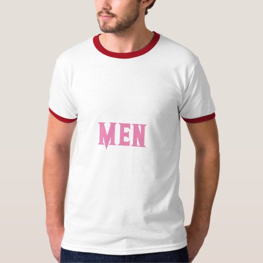 カスタムネーム ピンク メンズベーシックリンガー Tシャツ (正面)