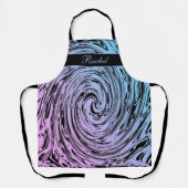 カスタムネーム ピンク 青い渦巻き アブストラクトパターン 可愛い エプロン (正面)
