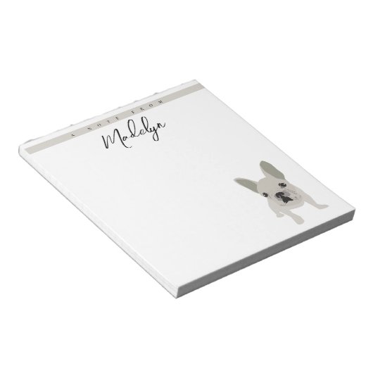 カスタムネーム フレンチブルドッグのママよりひとこと ノートパッド (アングル)