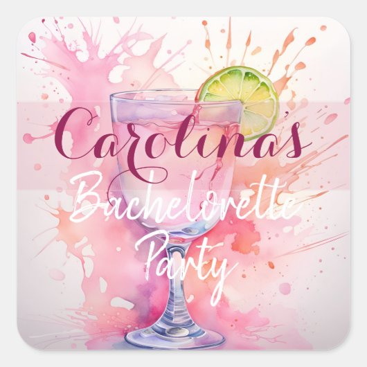 カスタムネーム ブライズスクワッド/ブライタルシャワー ピンク スクエアシール (正面)