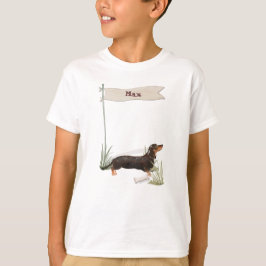 カスタムネーム ブラックタン ダックスフンド 犬 Tシャツ