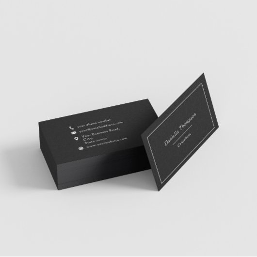 カスタムネーム ブラック＆ホワイト ミニマル タイポグラフィー 名刺