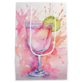 カスタムネーム ブラッシュピンク ハッチェロレットパーティー ミディアムペーパーバッグ (裏面)