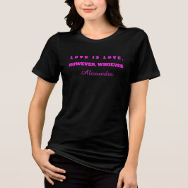 カスタムネーム プライドマンス ブラックTシャツ - ネオンピンク トライブレンドTシャツ