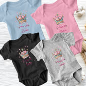 カスタムネーム プリンセス クラウン ベビーボディスーツ