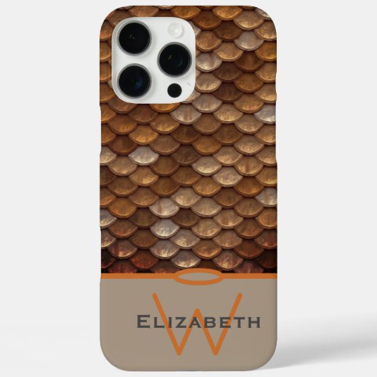カスタムネーム メタリックマーメイド スケール モノグラム Case-Mate iPhoneケース (裏面)