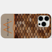 カスタムネーム メタリックマーメイド スケール モノグラム Case-Mate iPhoneケース (裏面 (横))