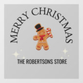 カスタムネーム メリークリスマス ソフトなジンジャーマン 灰色 ウィンドウサイン (シート)