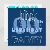 カスタムネーム モダン 00歳の誕生日 青 テンプレート (正面/裏面)